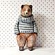 Ватная ёлочная игрушка мишка Потап. Интерьерная кукла. Наталья Михайлова. Интернет-магазин Ярмарка Мастеров.  Фото №2