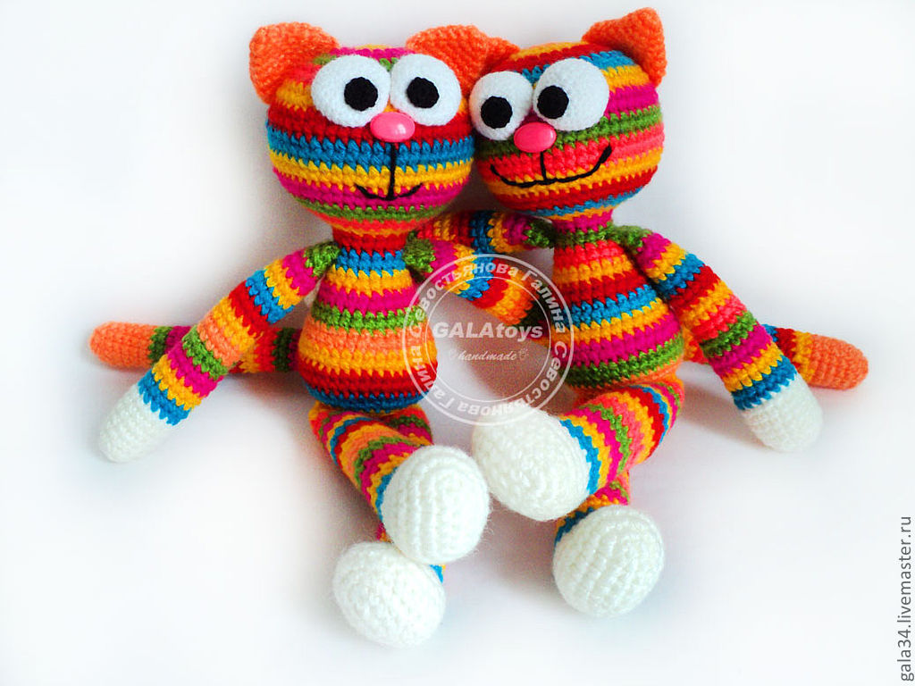 Kitty rainbow. knitted toy, Stuffed Toys, Volgograd,  Фото №1