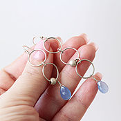 Украшения handmade. Livemaster - original item Asymmetric silver earrings with blue chalcedony. Handmade.