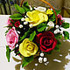 Нежные разноцветные розы с жемчужницей. Композиции. Floral Gift. Интернет-магазин Ярмарка Мастеров.  Фото №2