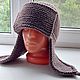  коричневая  Шапка-ушанка вязаная из шерсти. Шапка-ушанка. AccessoriesWool мягко и комфортно. Ярмарка Мастеров.  Фото №14