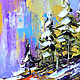 The picture winter 'First Snow in mountains' oil on canvas. Pictures. Multicolor Gallery. My Livemaster. Фото №4