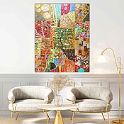 Картины и панно handmade. Livemaster - original item Bright abstraction painting in the interior, patchwork style. Klimt. Handmade.
