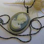 Украшения handmade. Livemaster - original item Pendant: Cameo Girl in white (30h24 mm) Black thin chain. Handmade.