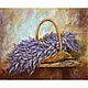 Oil painting flowers ' Basket with lavender', Pictures, Belorechensk,  Фото №1