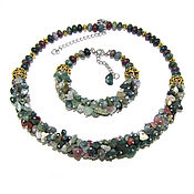 Украшения handmade. Livemaster - original item Necklace and Bracelet Set Indian Agate Stones. Handmade.