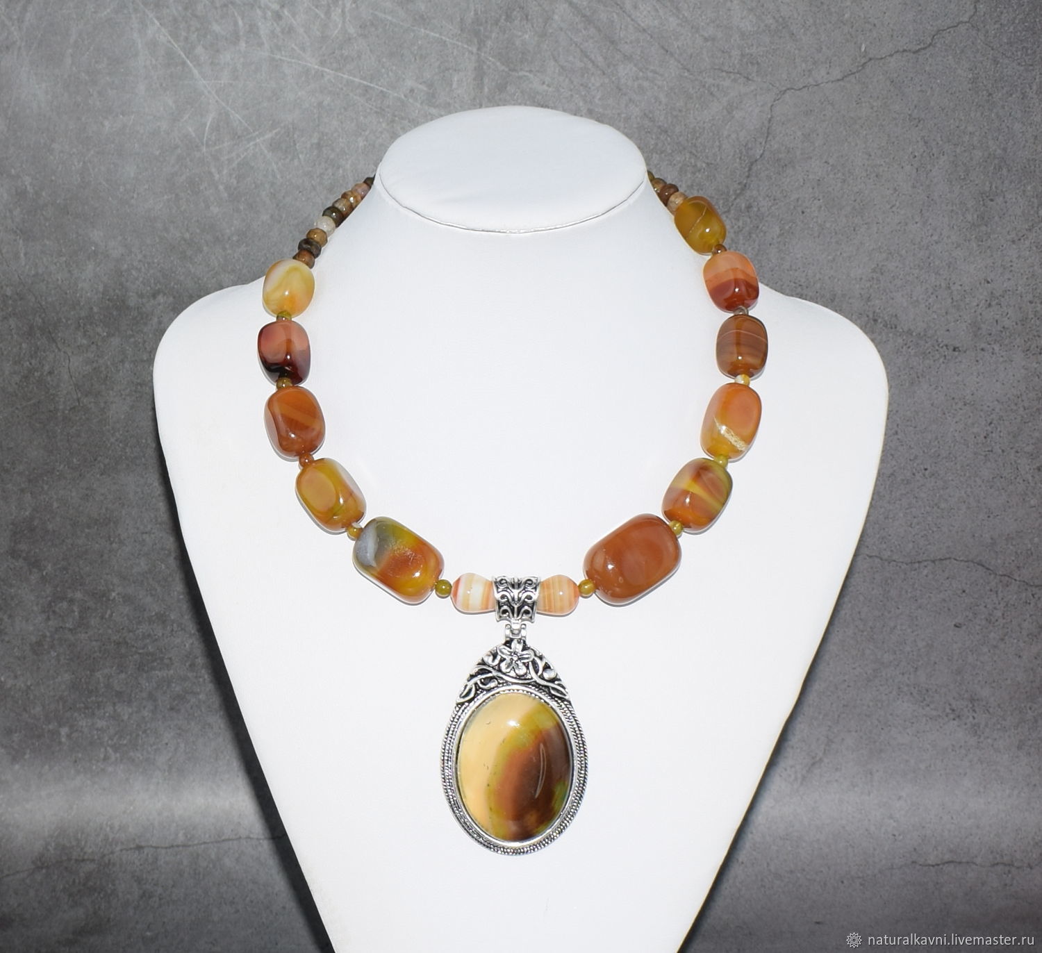 Author's necklace with a natural agate pendant, Necklace, Moscow,  Фото №1