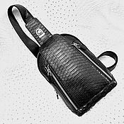 Сумки и аксессуары handmade. Livemaster - original item Shoulder bag made of genuine python leather in black.. Handmade.
