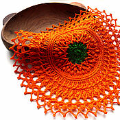 Для дома и интерьера handmade. Livemaster - original item Doile knitted linen interior for serving 20 cm. Handmade.