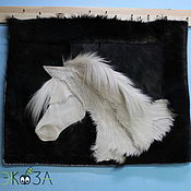 Для дома и интерьера handmade. Livemaster - original item Voluminous carpet-panel made of fur Head of a white horse. Handmade.