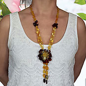 Украшения handmade. Livemaster - original item Natural Amber Necklace beads made of amber long with a flower. Handmade.