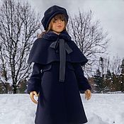 Весеннее пальто для девочки  Кашемировое васильковое осеннее