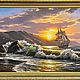 Картина маслом морской пейзаж "Море в вечернем свете" 60х100, Картины, Москва,  Фото №1