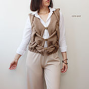 Одежда handmade. Livemaster - original item Vests: women`s knitted Braid Short vest. Handmade.