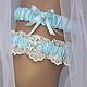 Комплект подвязок "Голубая лагуна". Подвязки. Bridal Dreams (Свадебные аксессуары). Интернет-магазин Ярмарка Мастеров.  Фото №2