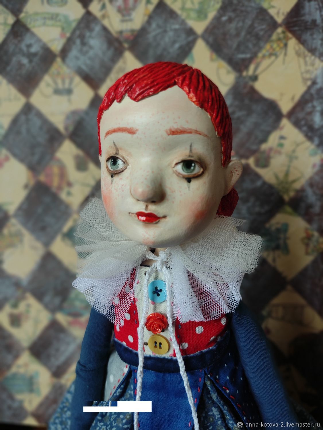 Игровая текстильная кукла Арлекин Handmade, 32 см
