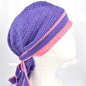 Аксессуары handmade. Livemaster - original item Women`s bandana purple, hand-knitted bandana made of 100% cotton. Handmade.