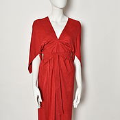 Одежда handmade. Livemaster - original item Dress red knit faux suede. Handmade.