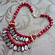 Necklace 'Assol' (coral red, gray mother of pearl). Necklace. Pani Kratova (panikratova). My Livemaster. Фото №4