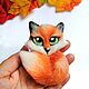 Брошь Лиса из шерсти. Брошь-булавка. Валяние с любовью (lovely-felting). Интернет-магазин Ярмарка Мастеров.  Фото №2