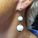 Copper earrings 'White berry' with natural white agate. Earrings. AnnaCraft. My Livemaster. Фото №6