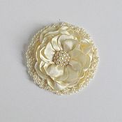 Украшения handmade. Livemaster - original item Flower brooch champagne textile. Handmade.