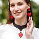 Серьги из кожи Сердцеедка. Кожаные серьги с говлитом. Серьги классические. Творческая мастерская OKuznecova. Ярмарка Мастеров.  Фото №5