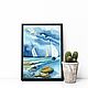 Watercolor Sea, Seagull, yachts. Pictures. natabold. Online shopping on My Livemaster.  Фото №2