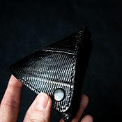 Сумки и аксессуары handmade. Livemaster - original item Genuine Monitor Lizard Leather Coin Holder tri-Pocket — Black. Handmade.