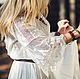 Блузка белая с кружевом  "White lace", БОХО, кружево хлопок. Блузки. Наталья Лелякова. Ярмарка Мастеров.  Фото №6