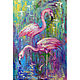The picture Flamingo 'Pink Dance' oil bird abstraction. Pictures. Multicolor Gallery. Online shopping on My Livemaster.  Фото №2
