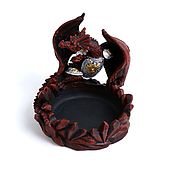 Подарки к праздникам handmade. Livemaster - original item Ashtray dragon in armor (brown). Handmade.