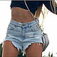Заказать Джинсовые шорты "Studs Crew" со средней талией. Студия дизайна 'Jeans_torn'. Ярмарка Мастеров. . Шорты Фото №3