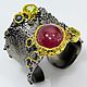 Silver ring with ruby, chrysolite and sapphire, Rings, Kaliningrad,  Фото №1