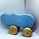 Wooden toy Hippo. Rolling Toys. Shop Grizunok teether. Online shopping on My Livemaster.  Фото №2