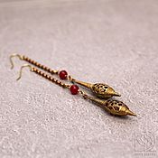 Украшения handmade. Livemaster - original item Long earrings in oriental style brass Indian rubies golden. Handmade.