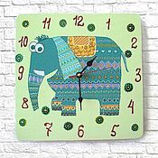 Для дома и интерьера handmade. Livemaster - original item Ethnic wall clock baby Elephant. Handmade.
