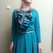 Одежда handmade. Livemaster - original item Dress knit. Dress with Pavloposad scarf to Ruche.. Handmade.