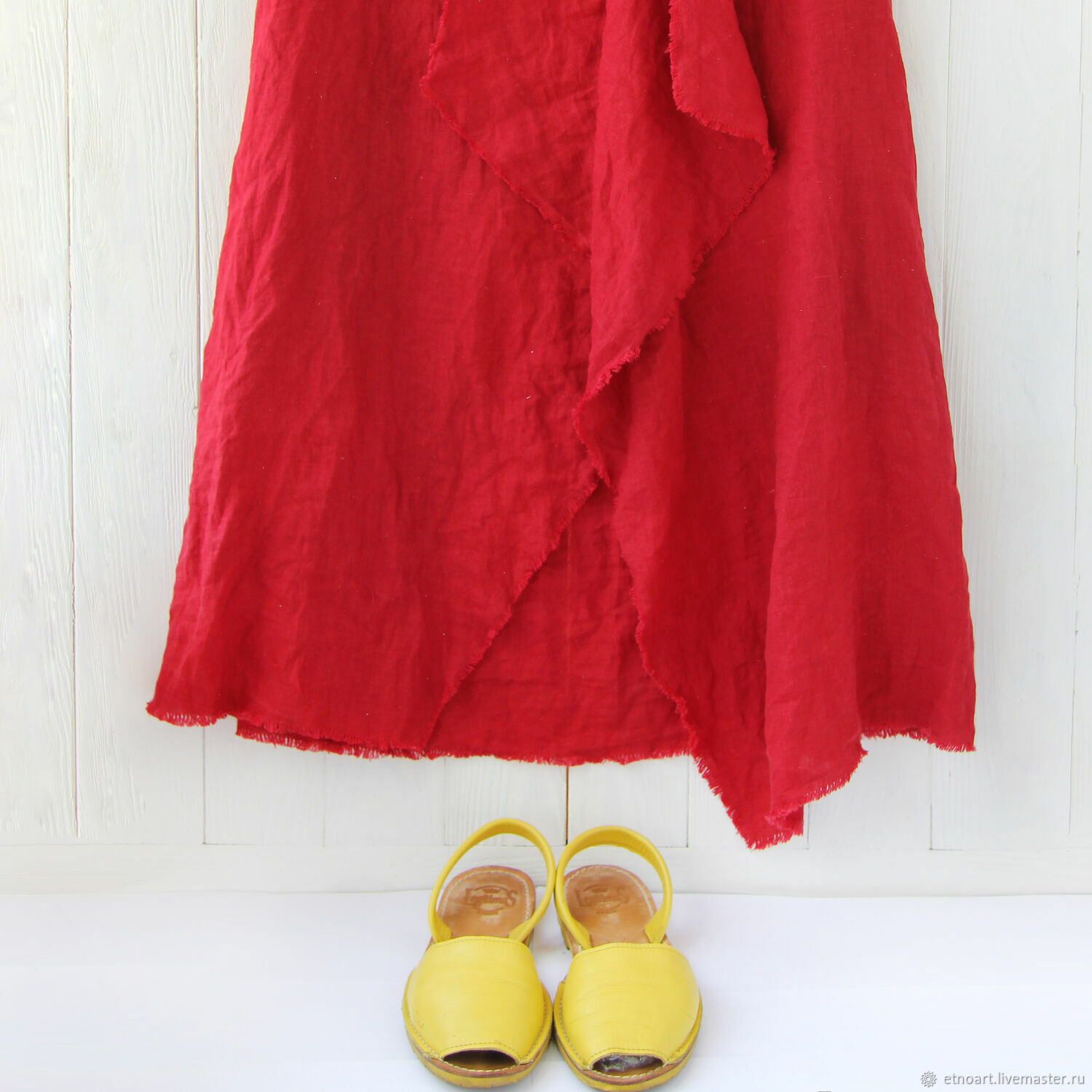 Boho style skirt made of red linen, Skirts, Tomsk,  Фото №1