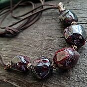 Украшения handmade. Livemaster - original item Necklace made of Iranian pomegranates on cords.. Handmade.