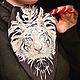 Авторский платок "Белые тигры". Платки. Elena_Sabakaeva. Ярмарка Мастеров.  Фото №4