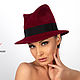  Женская ассиметричная шляпа Федора из велюра "Джуд", Шляпы, Санкт-Петербург,  Фото №1
