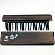 Wooden wenge comb in case with Inc pearl Sakura branch, Combs, Nakhabino,  Фото №1