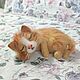  спящая кошка. игрушка из шерсти. Войлочная игрушка. Игрушки- Теплушки (felting). Ярмарка Мастеров.  Фото №4