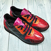 Обувь ручной работы handmade. Livemaster - original item Ostrich calf leather sneakers in different shades.. Handmade.
