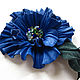 Order The decoration of leather.Brooch hair clip leather flower: BLUE POPPY. Irina Vladi. Livemaster. . Brooches Фото №3