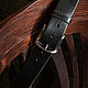 Черный мужской кожаный ремень -BRAVE- в деревянной подарочной упаковке, Ремни, Тула,  Фото №1