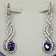 Silver earrings with amethyst and cubic zirconia. Stud earrings. yakitoriya. Online shopping on My Livemaster.  Фото №2