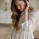 Order White linen dress with wings, lavender print. molinialife. Livemaster. . Dresses Фото №3