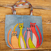 Сумки и аксессуары handmade. Livemaster - original item Bag shopper "bright Cats of March". Handmade.